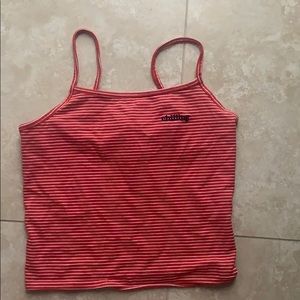 Red striped cropped tank top